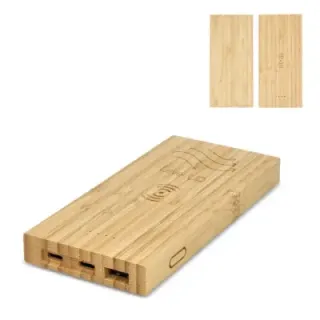 Bamboo Powerbank Wireless Charging 8000mAh - LT95507 (gadzety reklamowe)